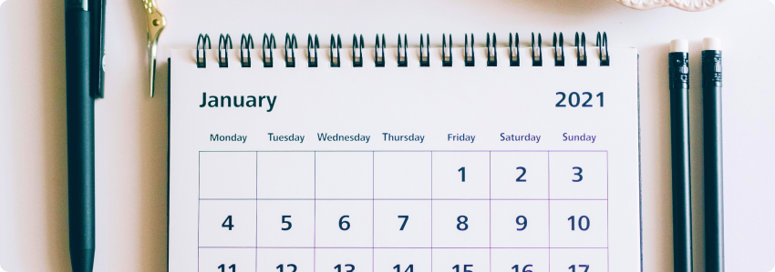 Calendar showing January