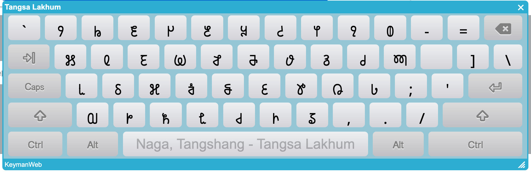 Tangsa Lakhum Keyboard Layout 1